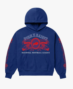 BornxRaisedBuffaloBillsCrestRoyalHoodie