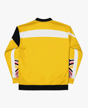 RumiKPopDemonHuntersYellowCroppedLeatherMotoJacket