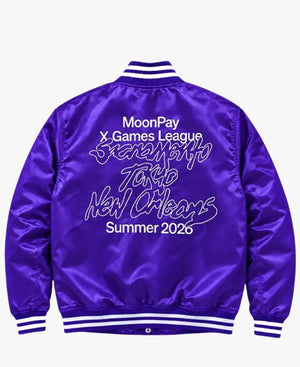 MoonPayXGamesLeagueSummer2026SatinVarsityJacket
