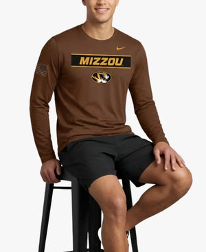 NikeMissouriTigersMilitaryAppreciationDri-FITLongSleeveBrownT-Shirt