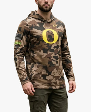 NikeOregonDucks2026MilitaryAppreciationSidelineLongSleeveHoodedT-Shirt