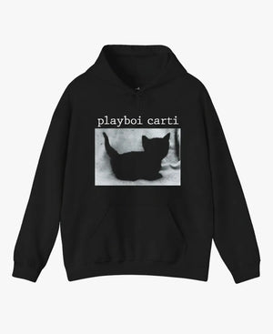 PlayboiCartiBlackCatBlackFleeceHoodie