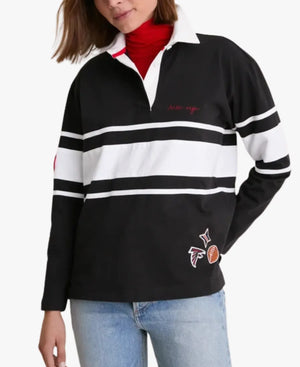 TuckernuckxFanaticsAtlantaFalconsRugbyBlackLongSleevePoloShirt