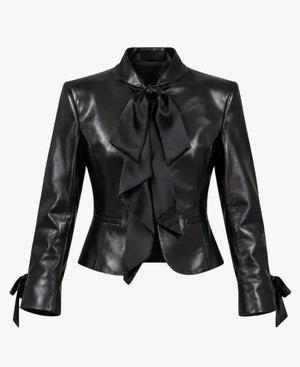 SaintLaurentPFWRoseLeatherJacket