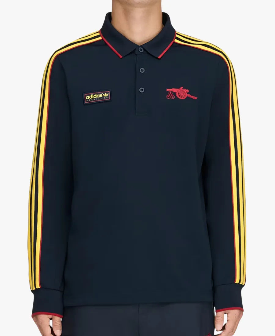UnisexAdidasSPZLxArsenalF.C.Long-SleeveNavyBluePoloShirt