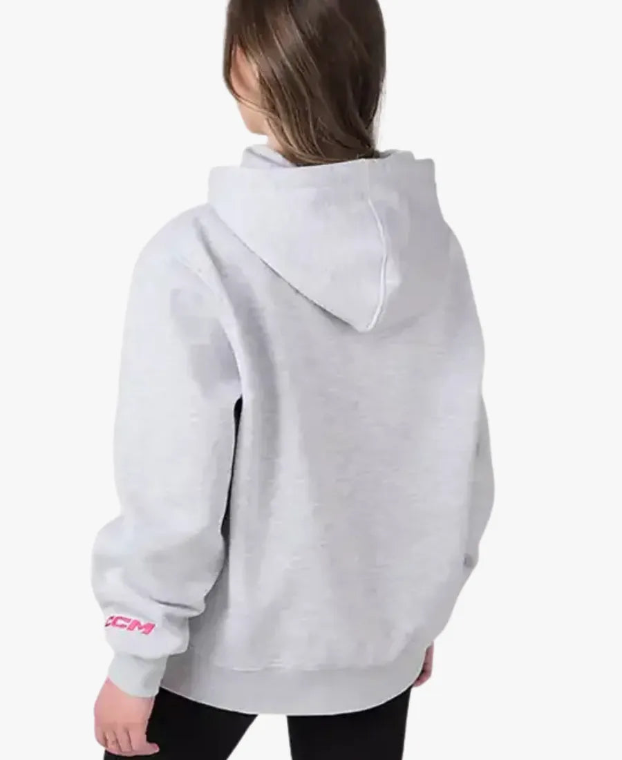 UnisexBarbiexCCMGreyEmbroideredAdultFleeceHoodie