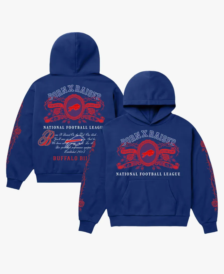 BornxRaisedBuffaloBillsCrestRoyalBlueHoodie