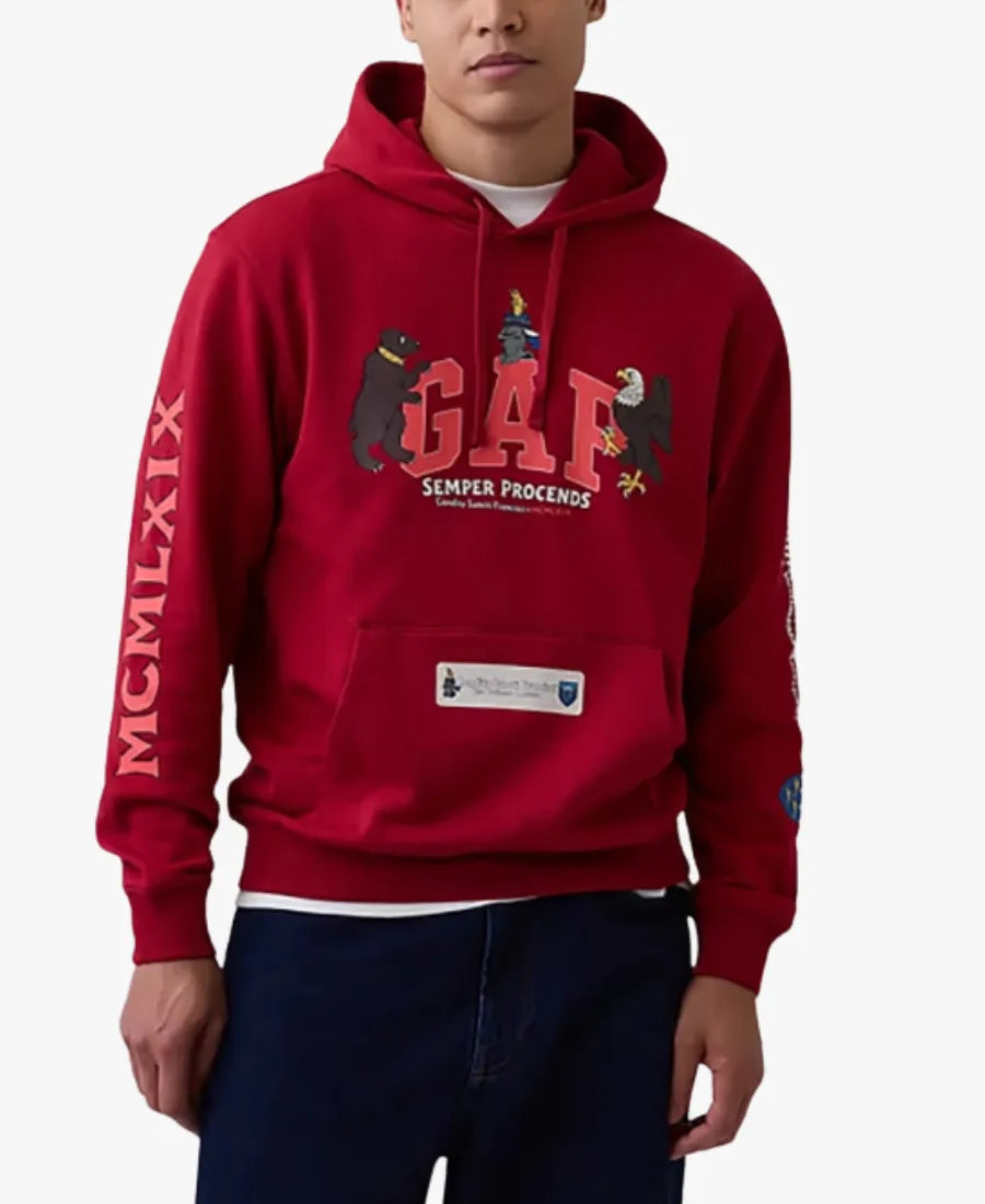 GAPxEdwardCrutchley2026HeavyweightLogoRedFleeceHoodie