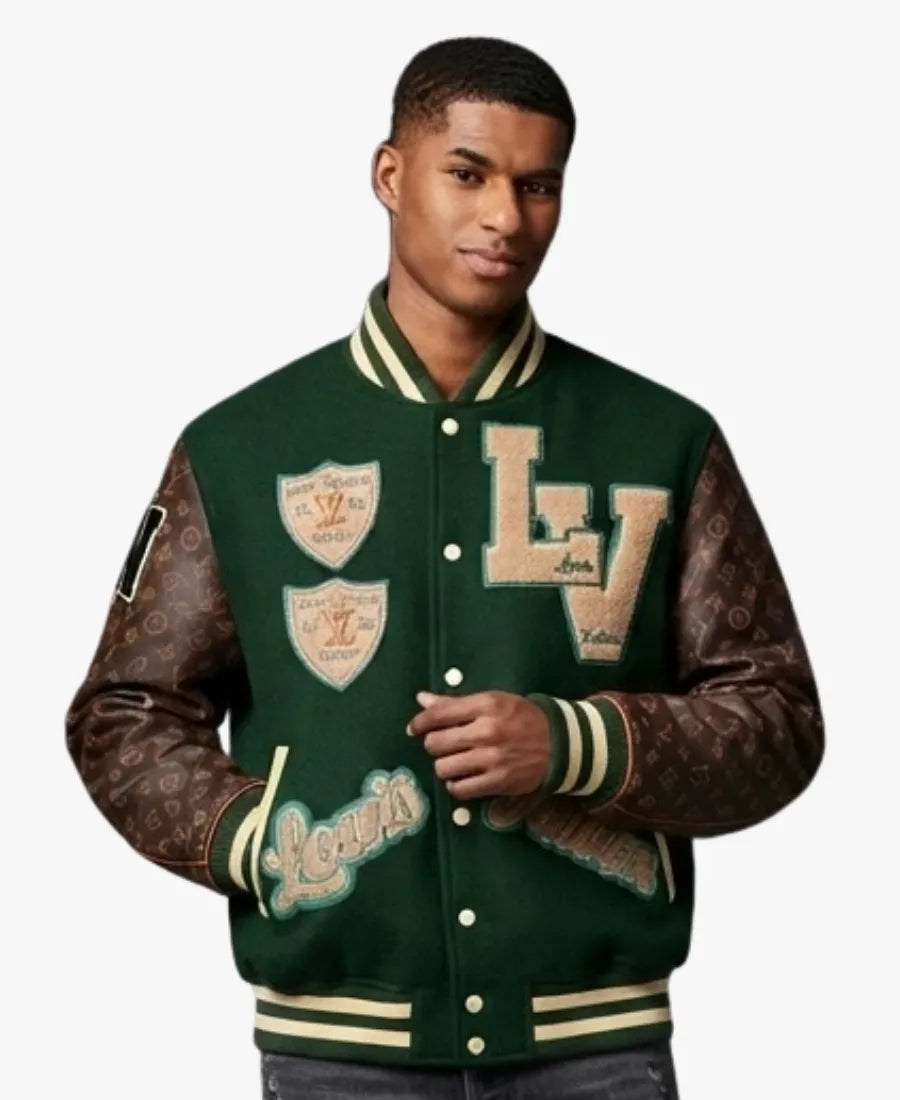 LouisVuittonAtelierFightCampGreen_BrownLettermanVarsityJacket