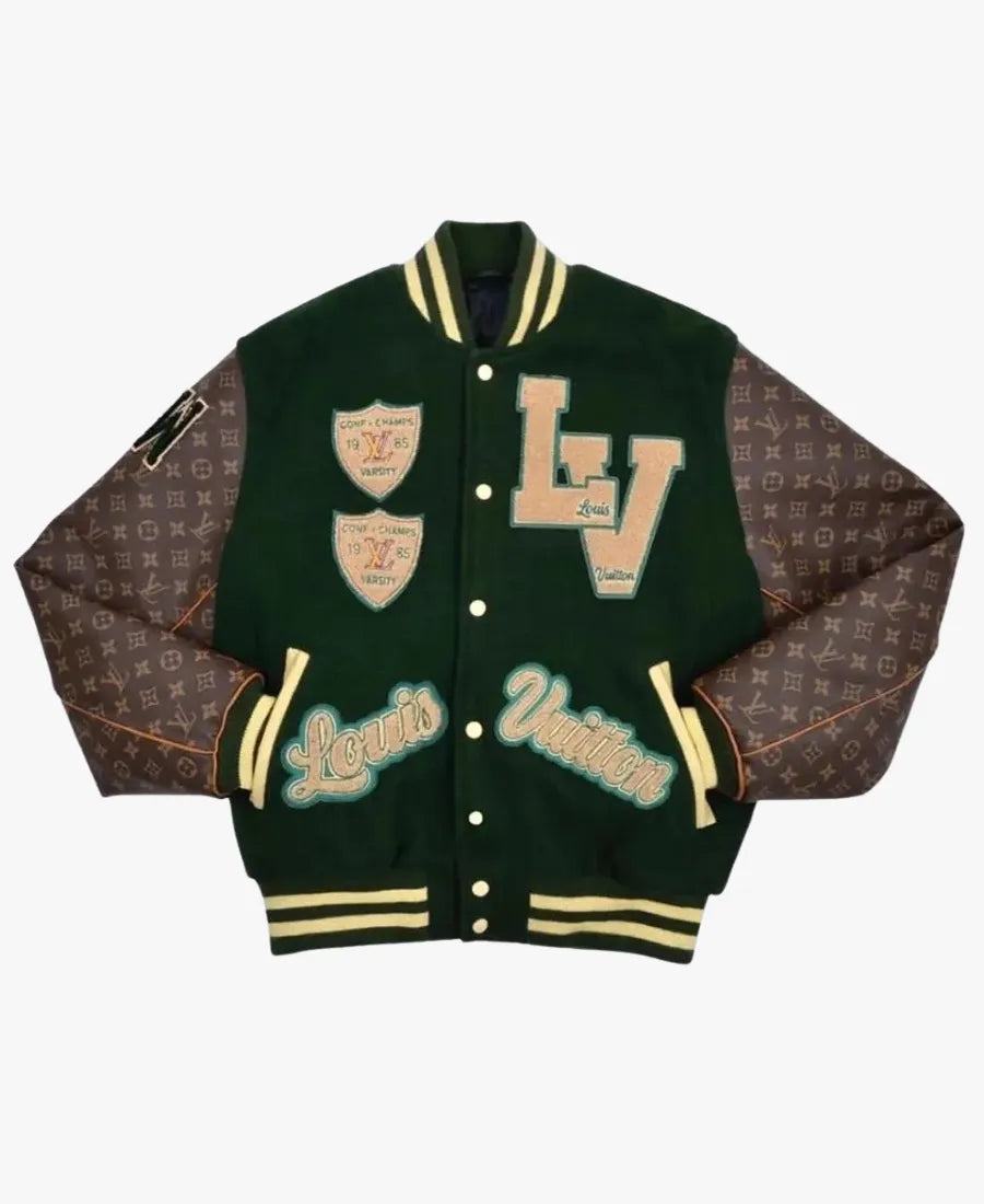LouisVuittonAtelierFightCampGreen_BrownVarsityJacket