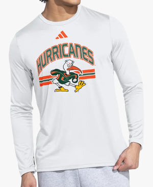MiamiHurricanesAdidas2001NationalChampionshipWhiteLSPregameT-Shirt