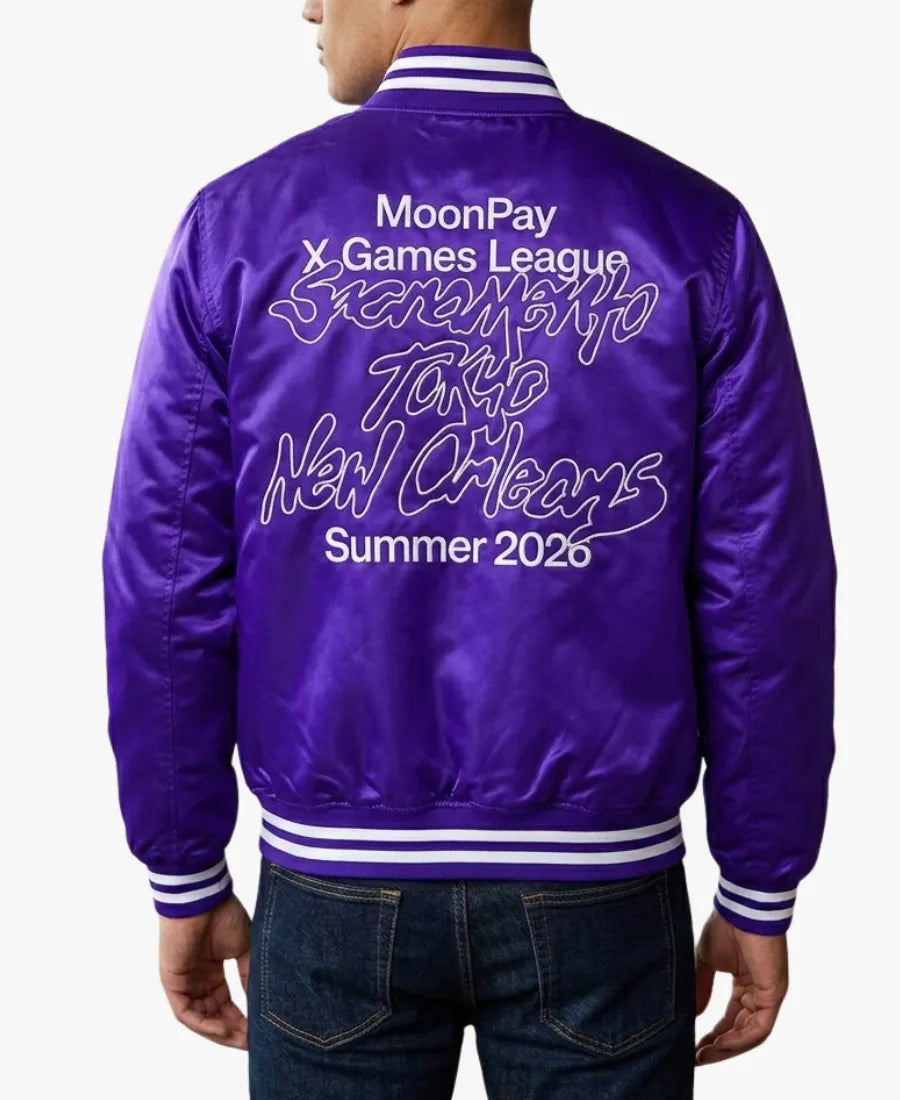 MoonPayXGamesLeagueSatinVarsityJacket