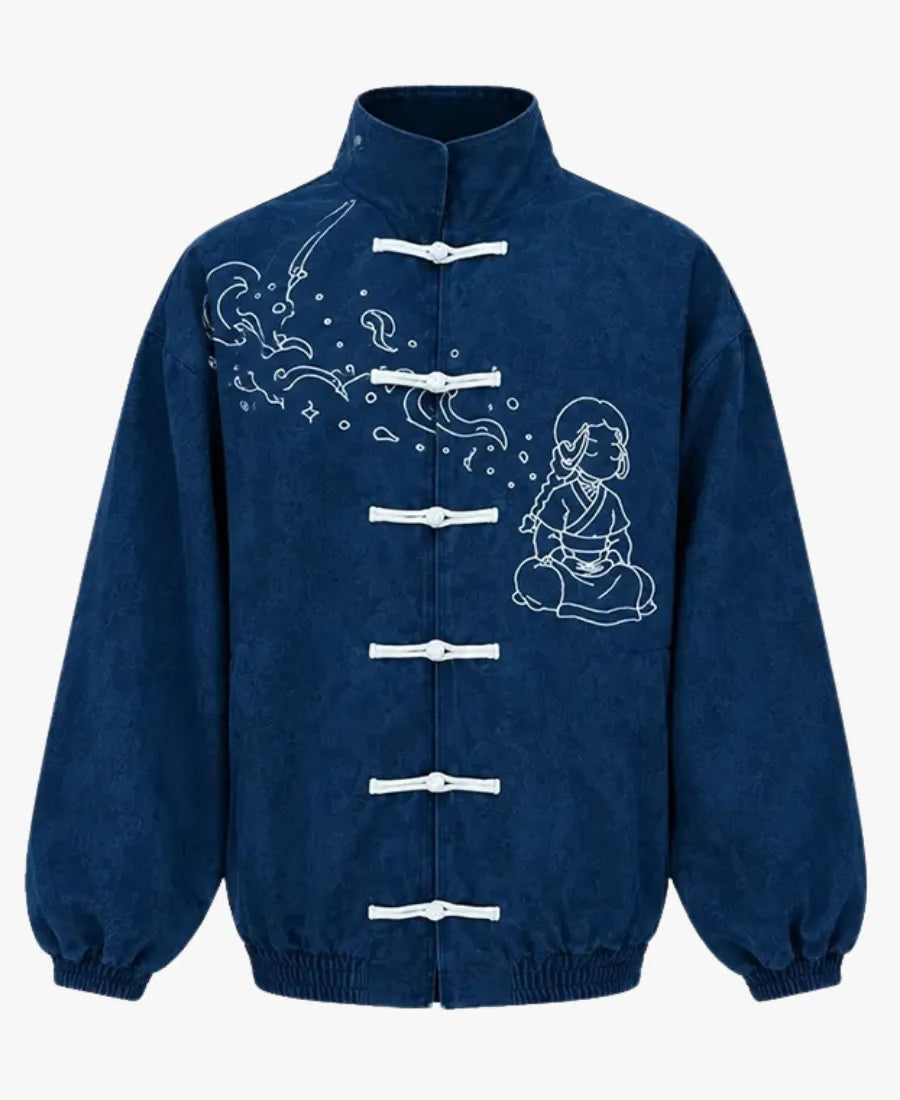 NeptunxAvatarBlueChineseSuedeLeatherJacket