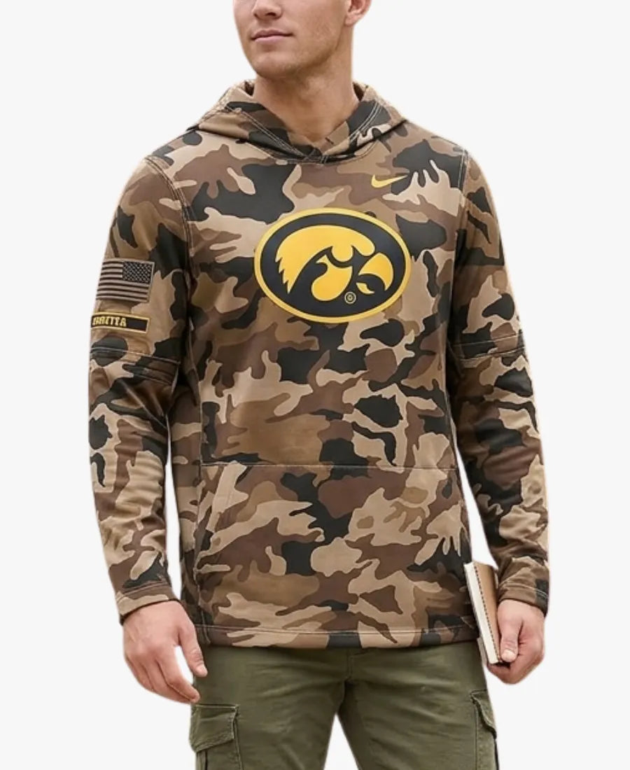 UnisexNikeHawkeyesMilitaryAppreciationLongSleeveHoodedT-Shirt