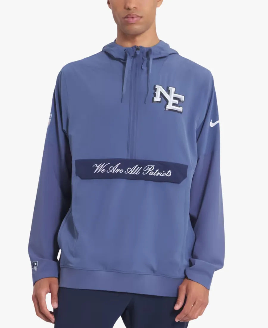 NikeNewEnglandPatriots2026RivalriesSidelineBlueAnorakHalf-ZipHoodedJacket