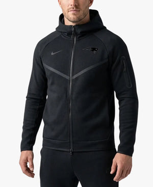 NikeNewEnglandPatriots2026TopBillingTechFleeceWindrunnerBlackFull-ZipHoodedJacket