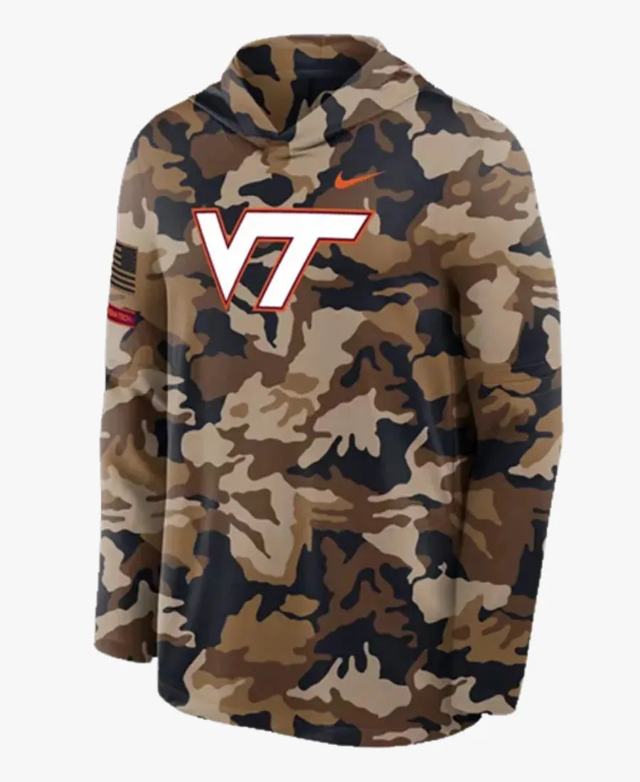 NikeVirginiaTechHokiesMilitaryAppreciationCamoLongSleeveHoodedT-Shirt
