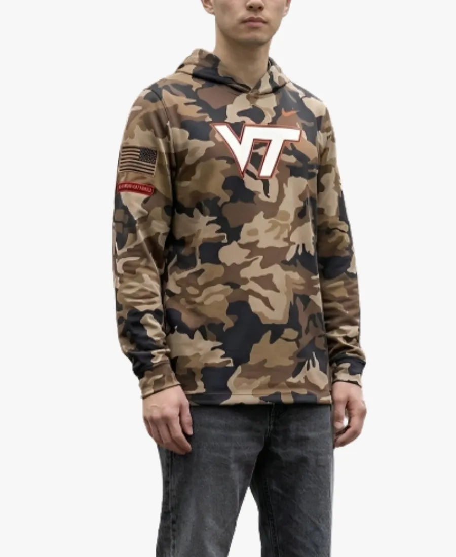 NikeVirginiaTechHokiesMilitaryAppreciationCamoHoodedT-Shirt