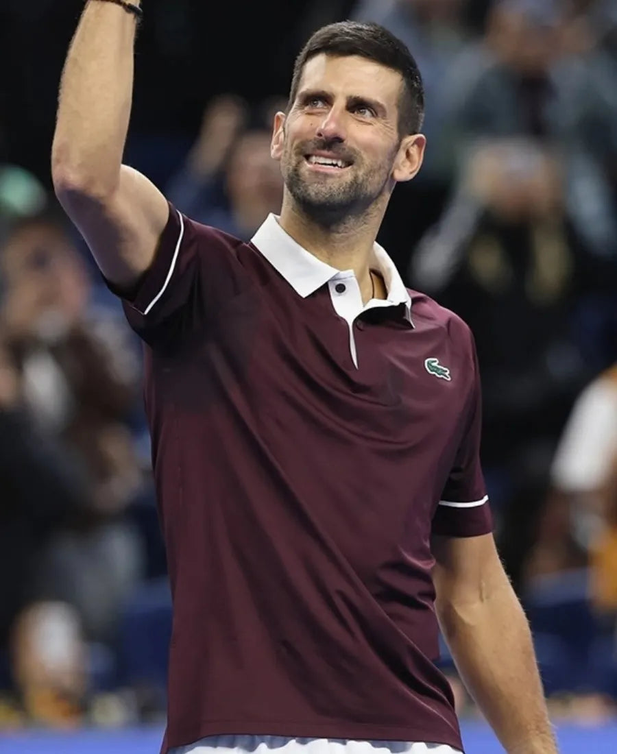 ChinaOpenTennisChampionships2026NovakDjokovicLacosteMaroonShortSleevePoloShirt