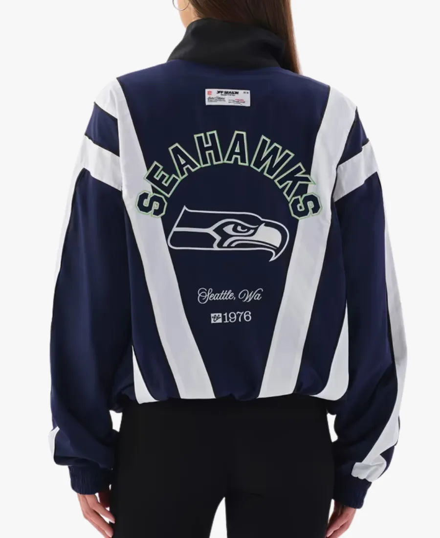 UnisexOffSeasonSeattleSeahawksNavyBlueFull-ZipWindbreakerJacket