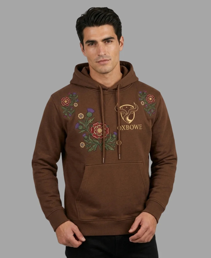 Oxbowe Brown Embroidered Hoodie