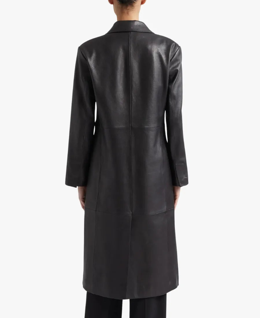 TaylorSwiftPatientZeroSlimBlackLeatherTrenchCoat2026