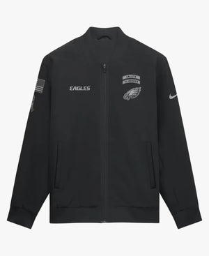 NikePhiladelphiaEagles2026SalutetoServiceSidelineBlackFull-ZipBomberJacket