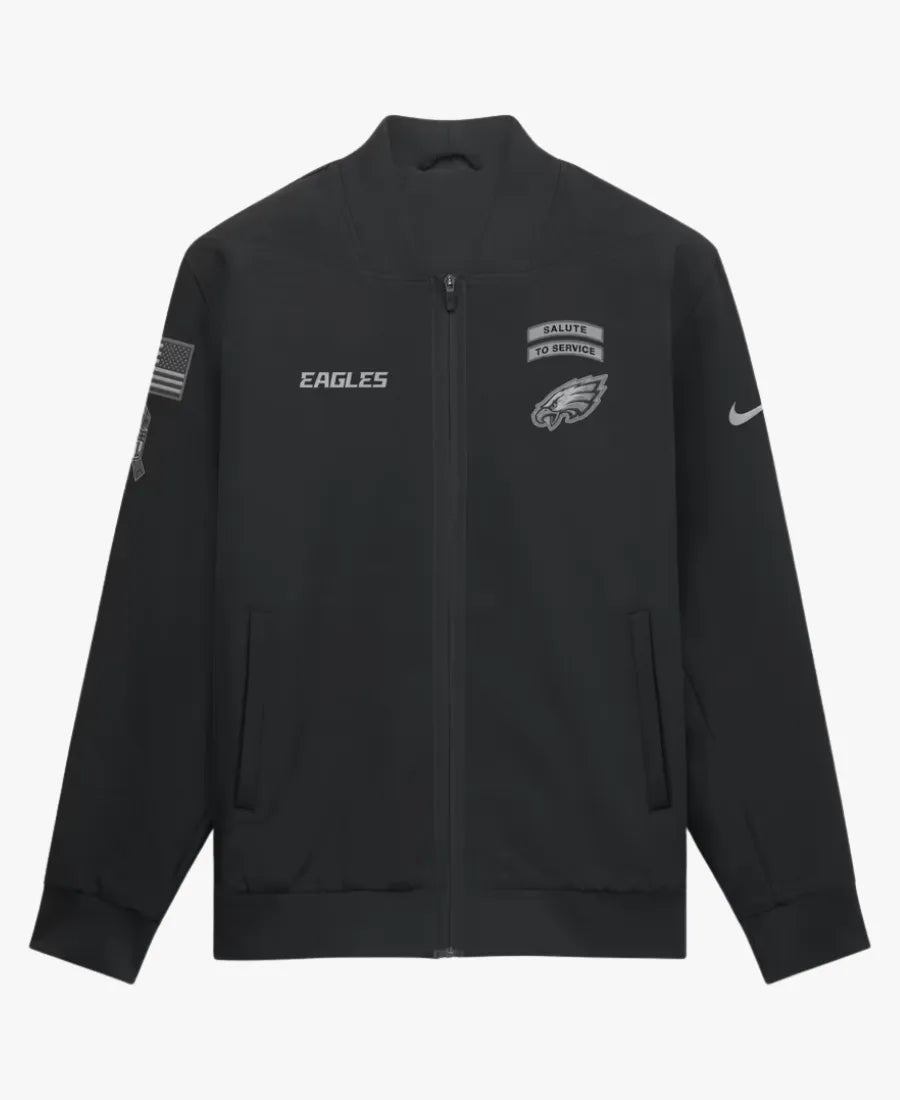 NikePhiladelphiaEagles2026SalutetoServiceSidelineBlackFull-ZipBomberJacket