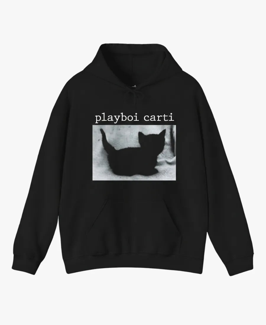 PlayboiCartiBlackCatBlackFleeceHoodie
