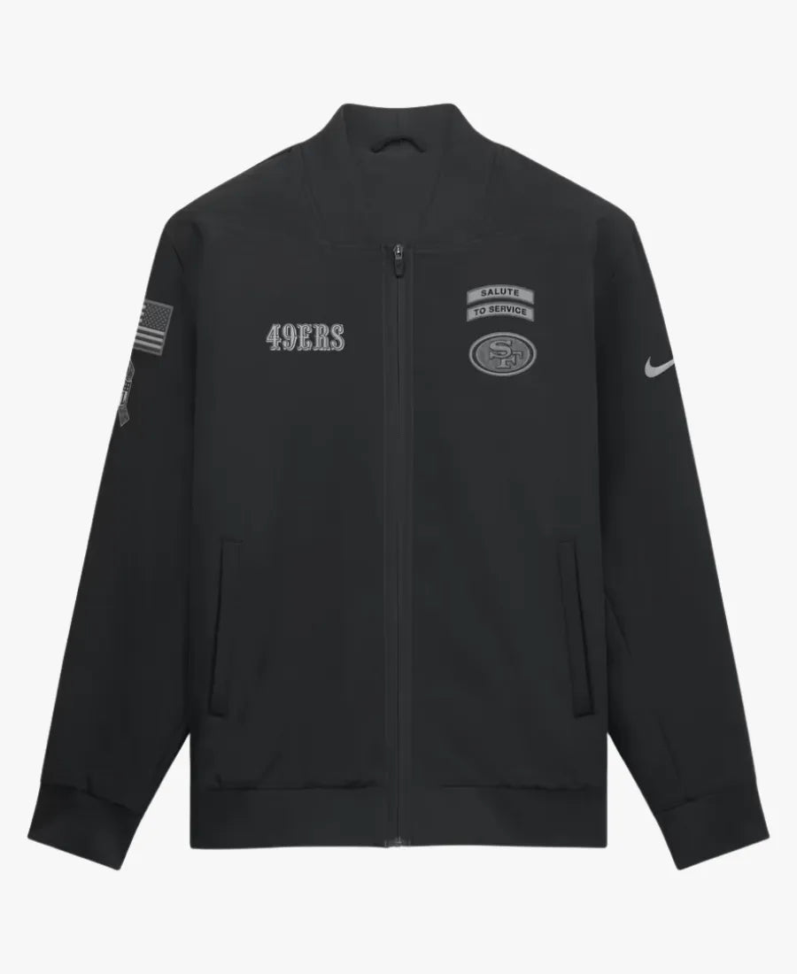 NikeSanFrancisco49ers2026SalutetoServiceSidelineBlackFull-ZipBomberJacket