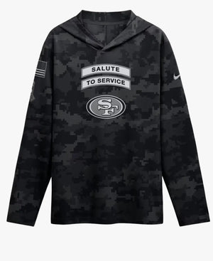 NikeSanFrancisco49ers2026SalutetoServiceSidelineDri-FITBlackHoodedTop