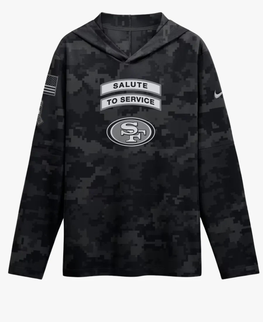 NikeSanFrancisco49ers2026SalutetoServiceSidelineDri-FITBlackHoodedTop