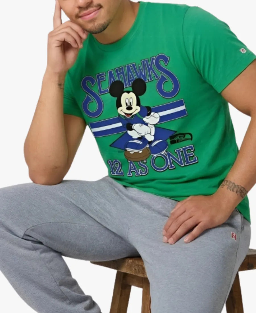 SeattleSeahawksxMickeyMouse2026HomageNeonGreenT-Shirt
