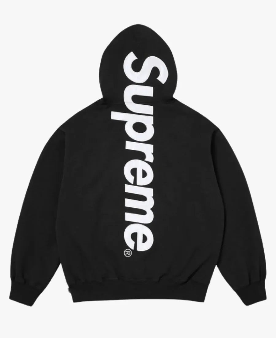 SupremeAppliqueBlackHoodedSweatshirt