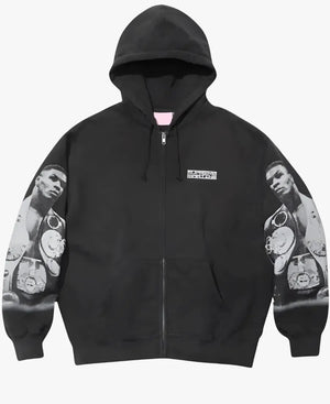 SupremexMartineRoseMikeTysonZipUpblackFleeceHoodedSweatshirt