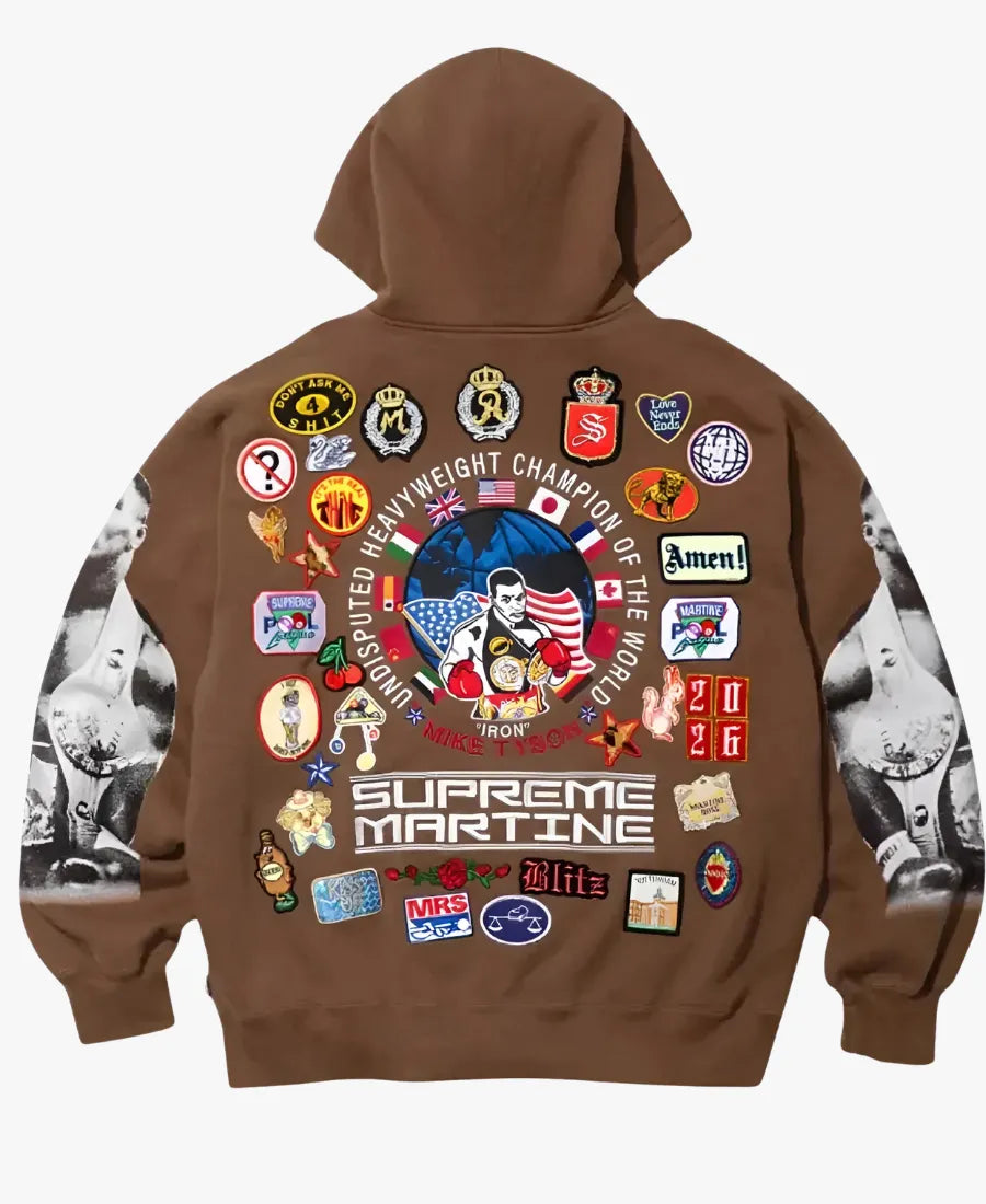 SupremexMartineRoseMikeTysonbrownHoodedSweatshirt