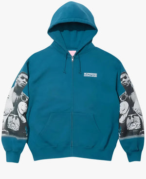 SupremexMartineRoseMikeTysonZipUpBlueFleeceHoodedSweatshirt