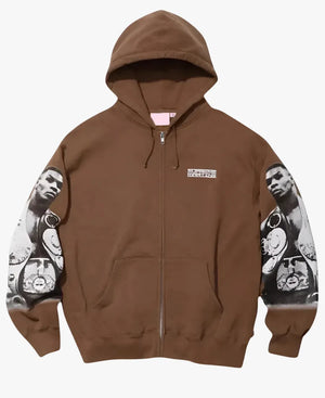 SupremexMartineRoseMikeTysonZipUpbrownFleeceHoodedSweatshirt