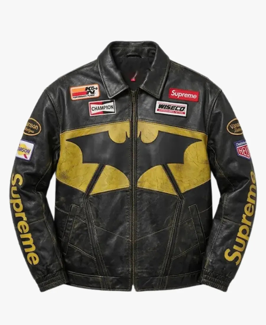 SupremeTheBatmanBlackLeatherJacket