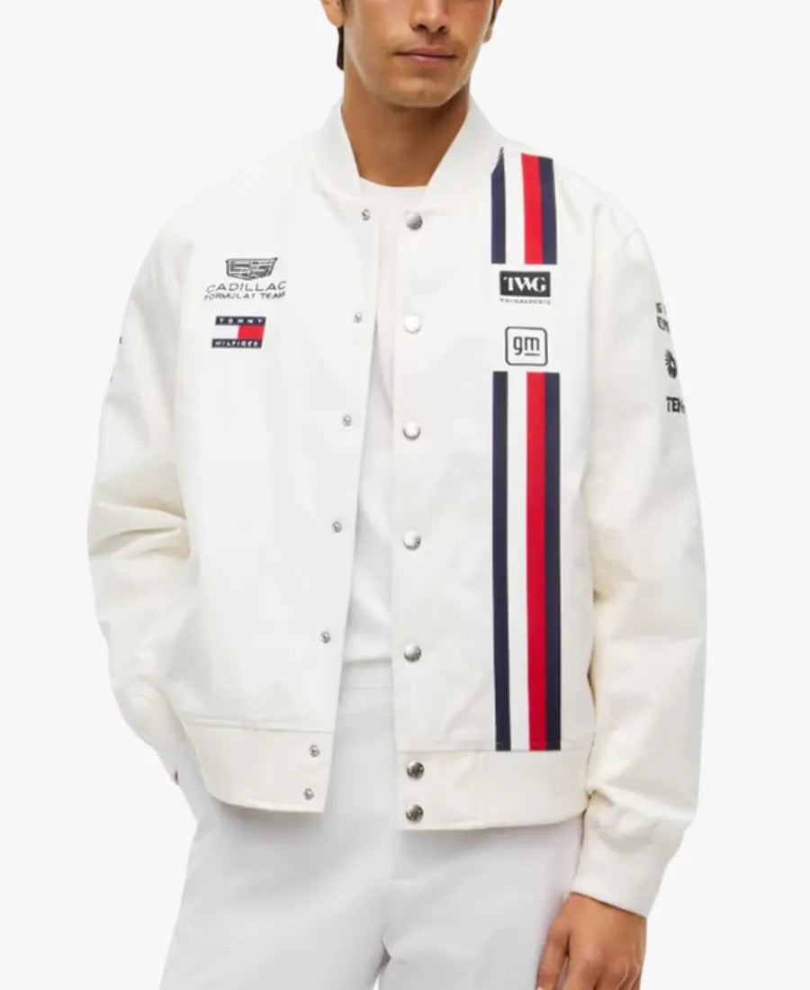 TommyHilfigerxCadillacF12026SpecialEditionSilverstoneGPTeamWhiteJacket