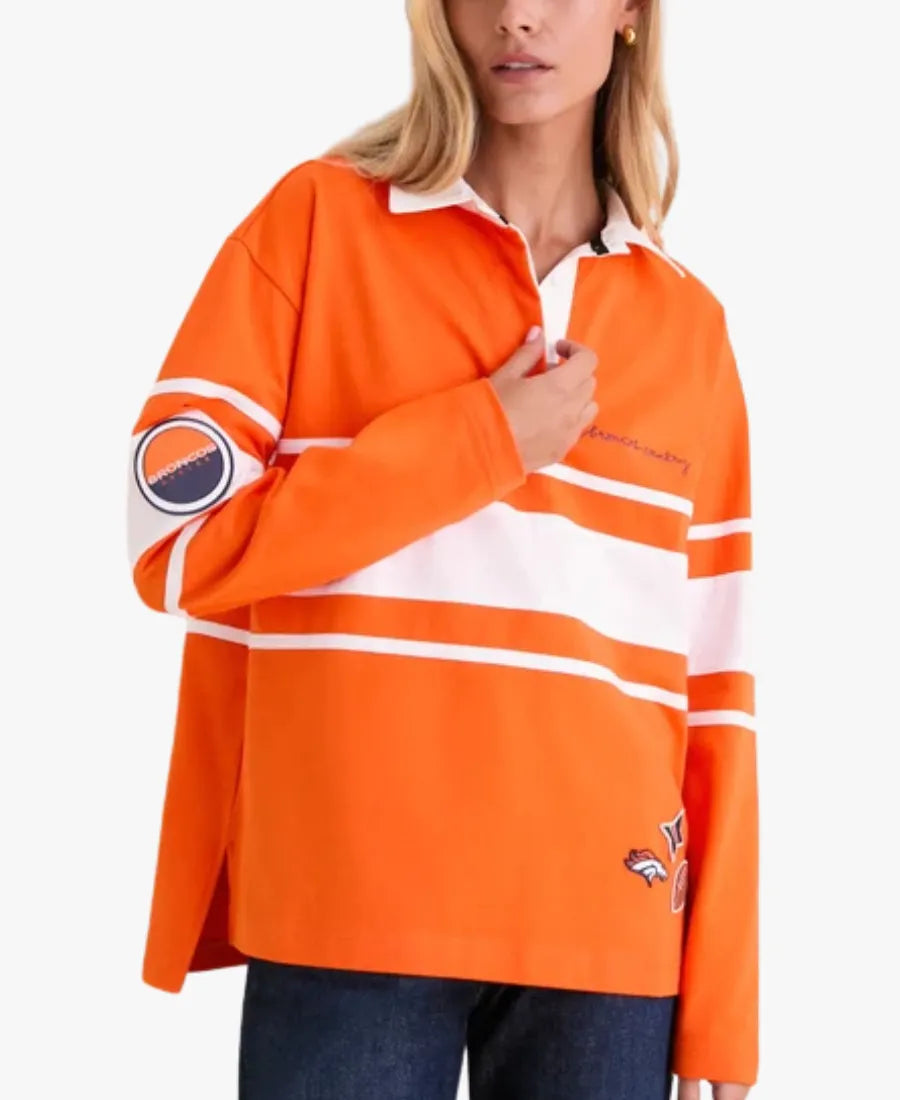 UnisexTuckernuckxFanaticsDenverBroncosRugbyLongSleeveOrangePoloShirt