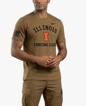 NikeIllinoisFightingIllini2026MilitaryAppreciationDri-FITBrownT-Shirt