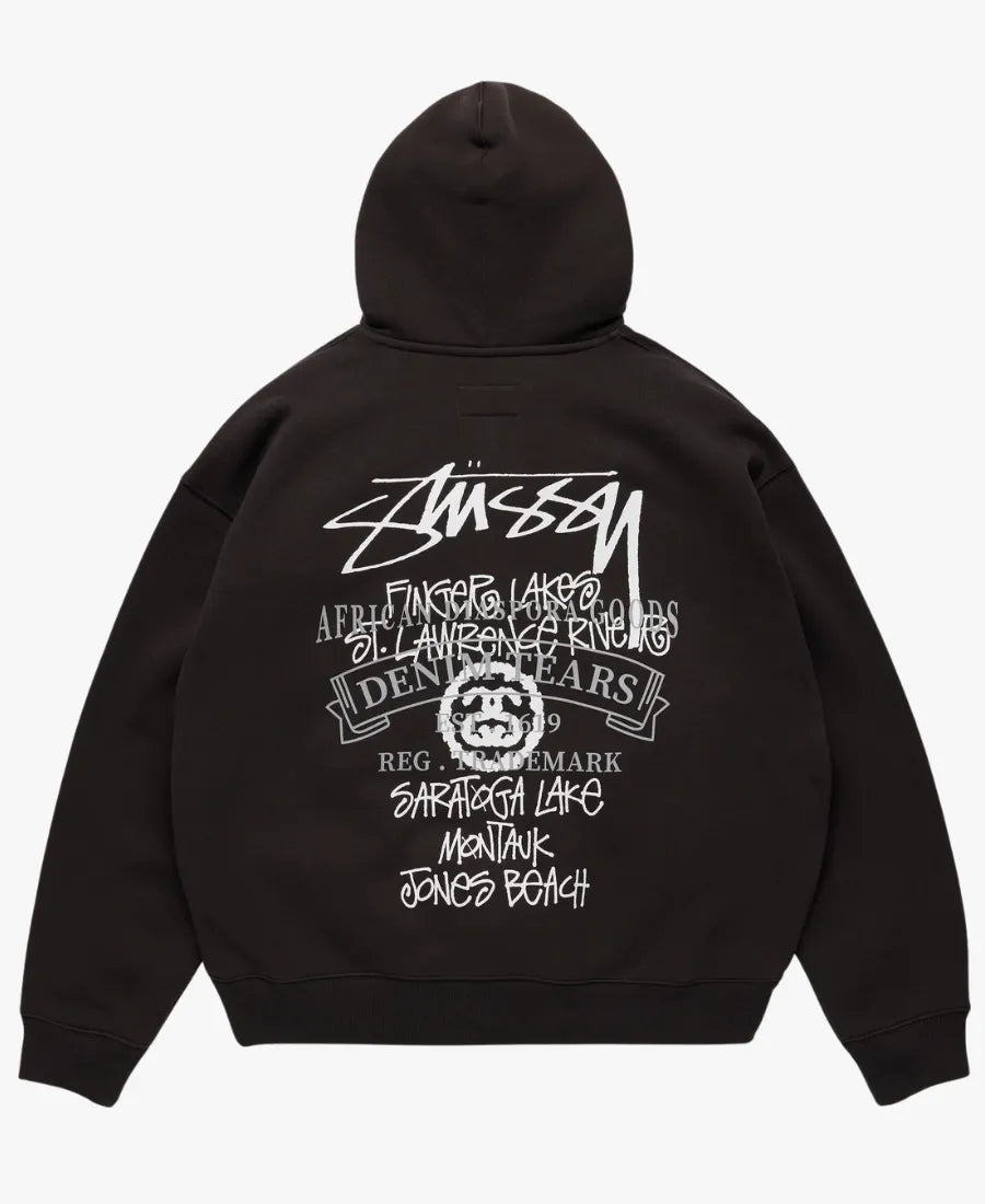 StussyxDenimTearsNewYorkFishingTourHoodieinBlack