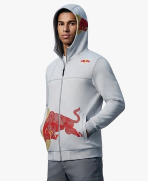 UnisexVintageRedBullBigEmbroideredLogoRacingHoodieinGrey