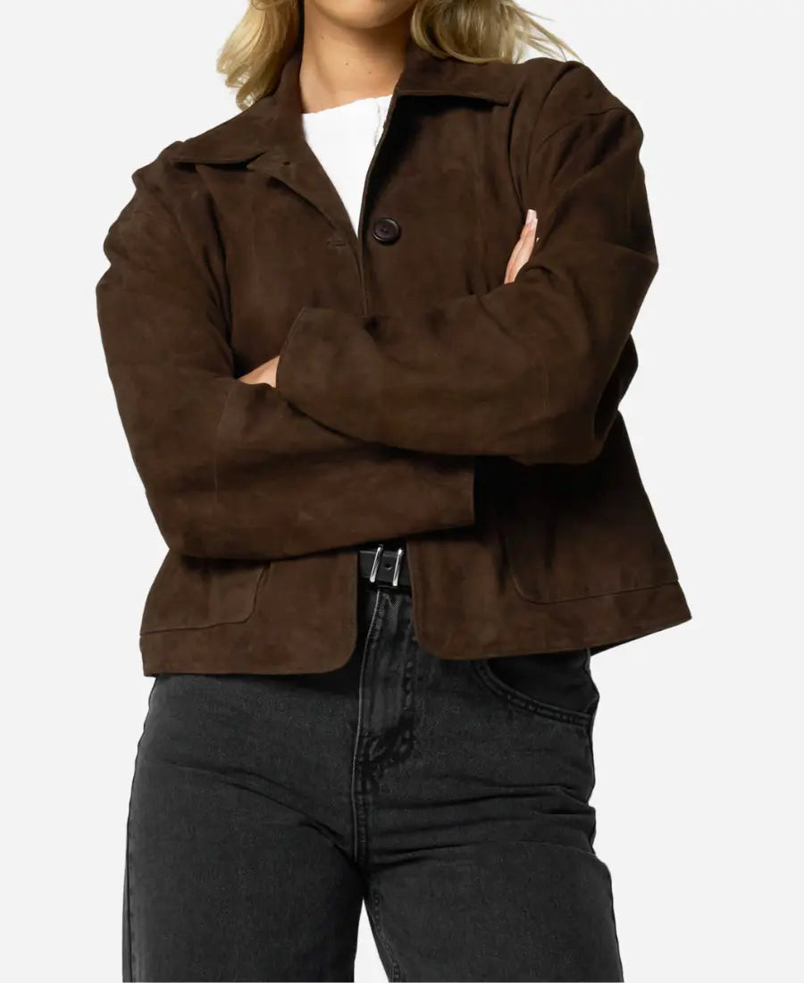 Women Brown Suede Jacket