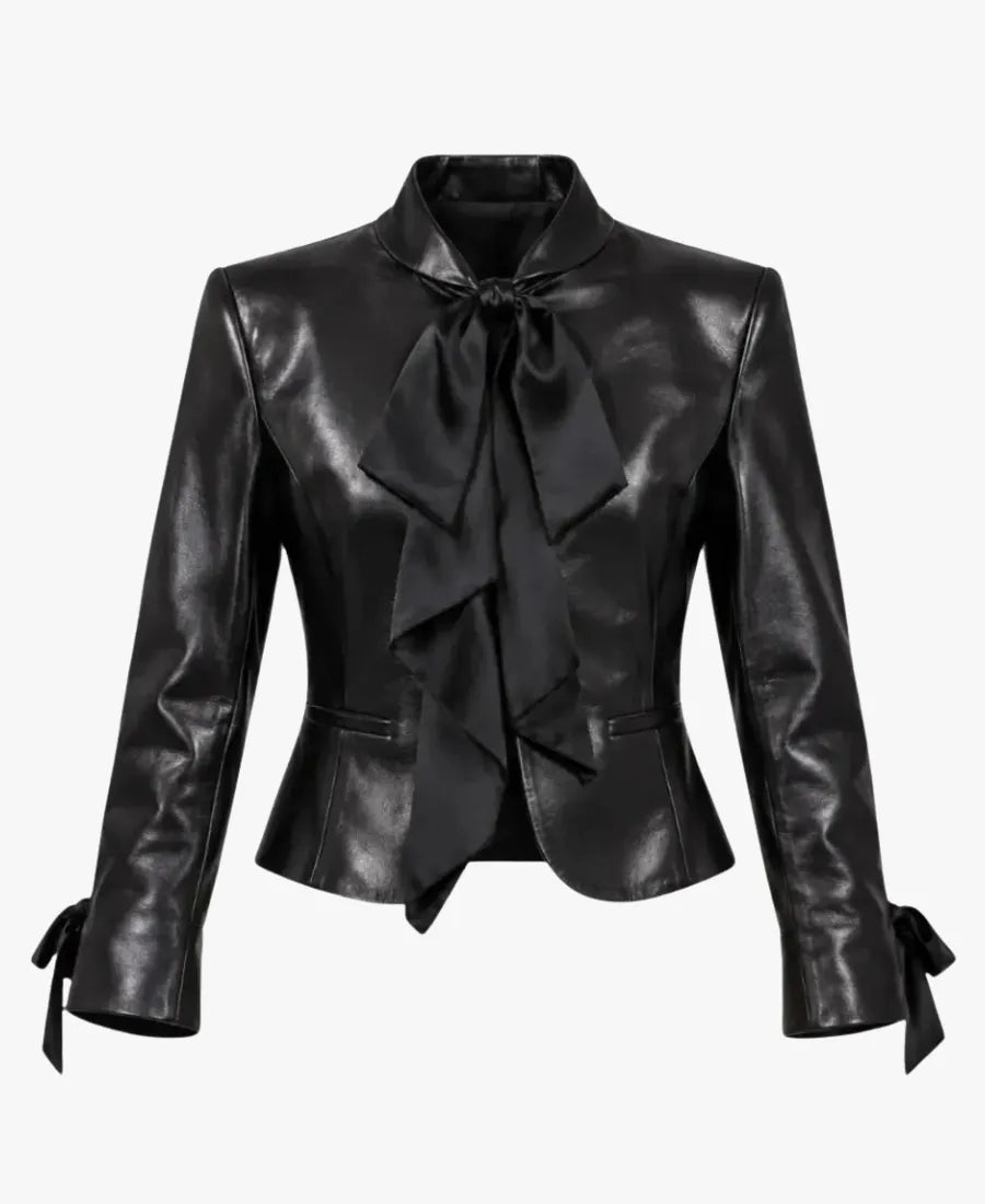 SaintLaurentPFWRoseLeatherJacket
